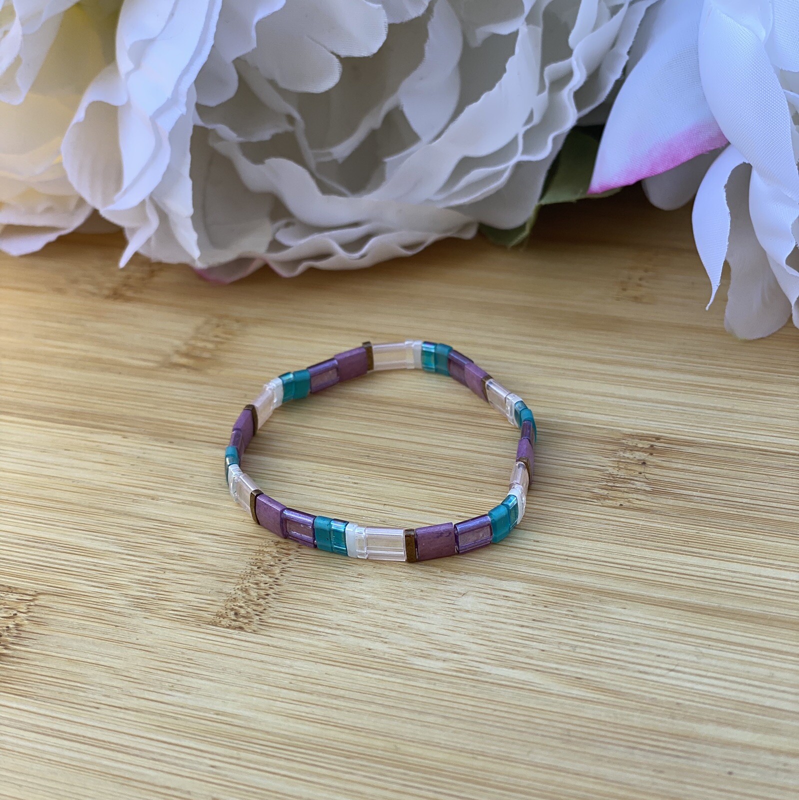 Miyuki Tila bracelet boho Japanese glass tile stackable minimal USA