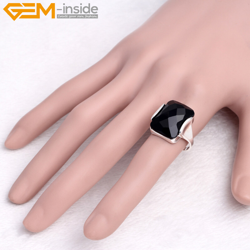 “tibetan Silver Gemstone Rings #7-#9 – Faceted Rectangle Turquoise Cat Eye