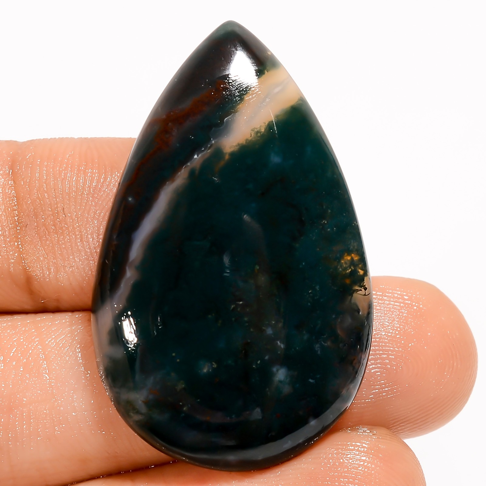 100% Natural Bloodstone Pear Shape Cabochon Gemstone 37 Ct. 36X22X6 mm EE-51895