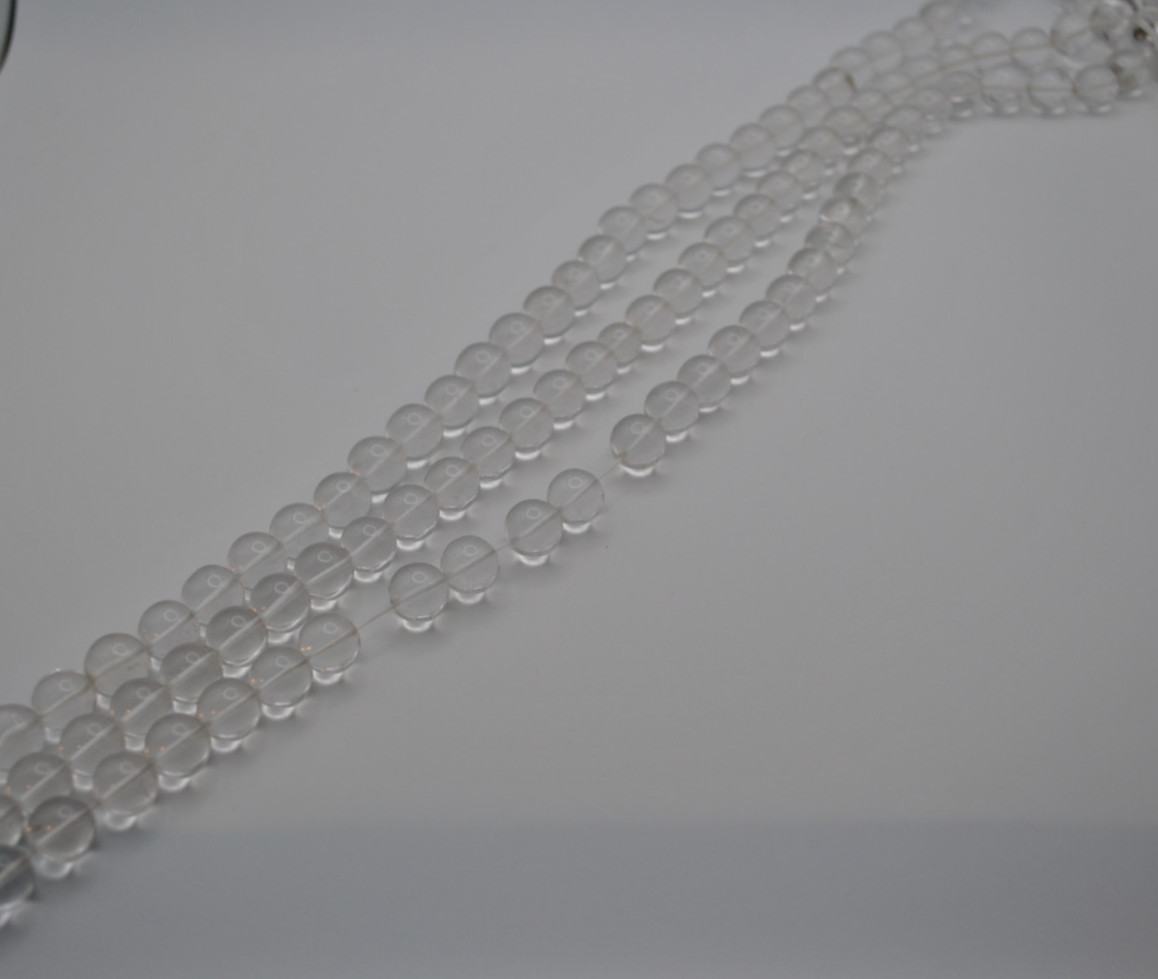 Rock Crystal Gemstone Strand with Smooth Cut Stones (No Clasp)