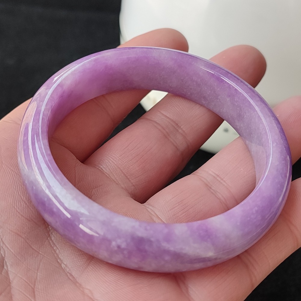 Certified Grade A Lavender 57-58mm Natural Burma Jade jadeite Bangle Bracelet