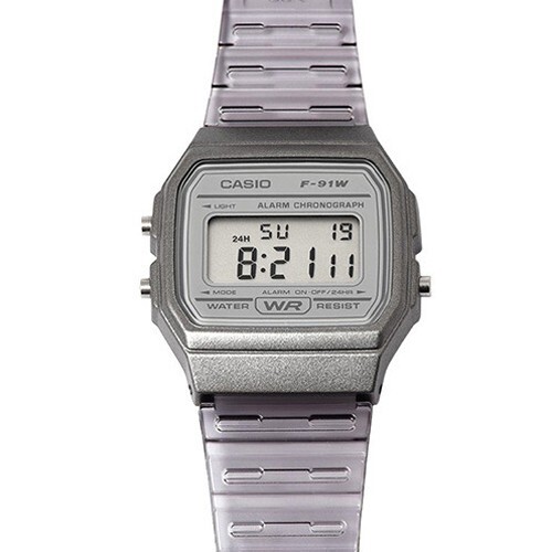 Casio F-91WS-8 Vintage Transparent Resin Band Digital Unisex Watch Original New