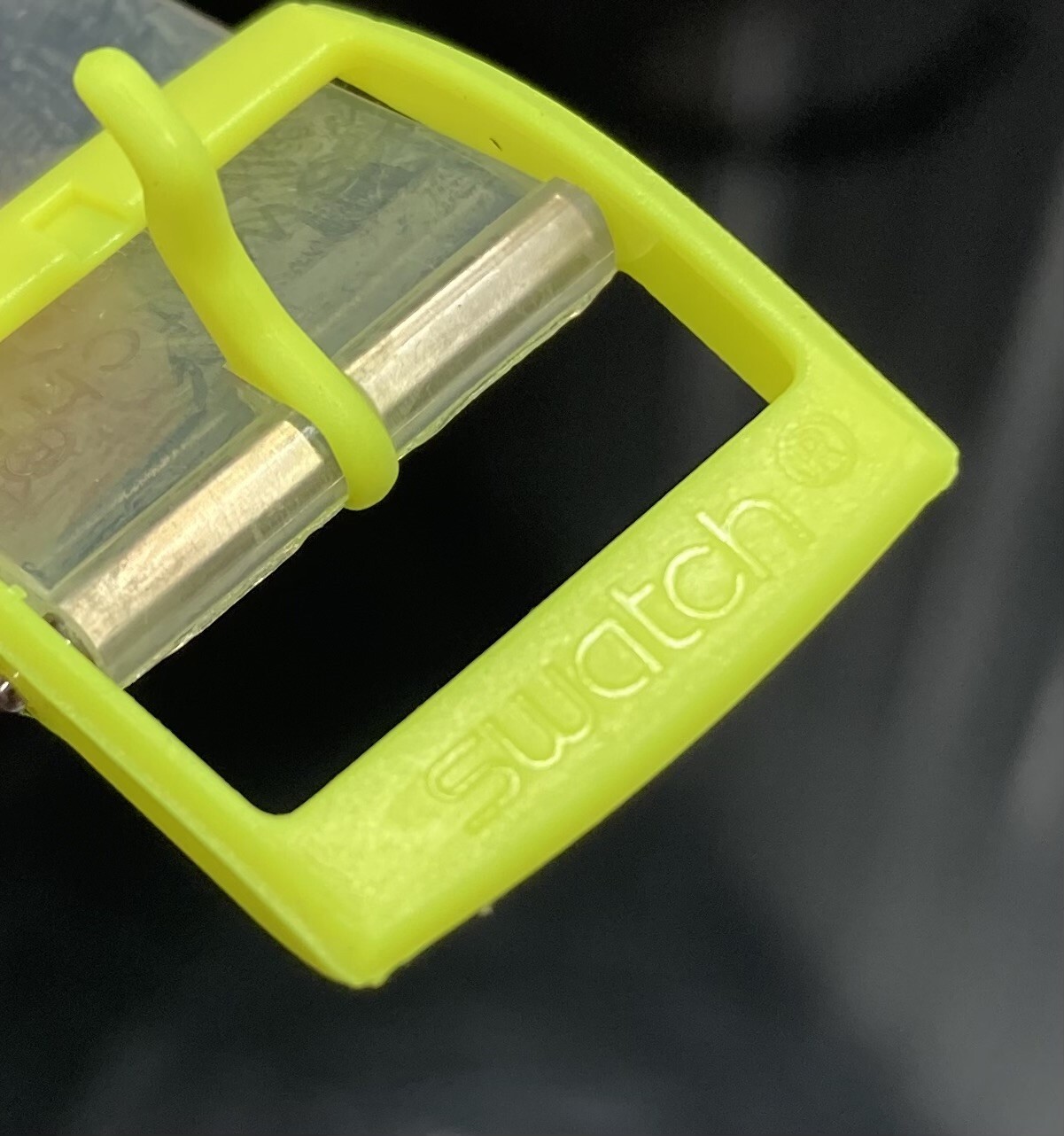 Genuine SWATCH Mens/Gents CLEAR / FLUOR. YELLOW Plastic Watch Band Strap 17mm