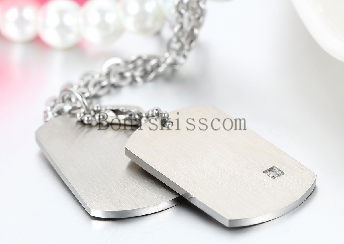 Stainless Steel Military Army Dog Tag Men’s Women’s Couple Pendant Necklace