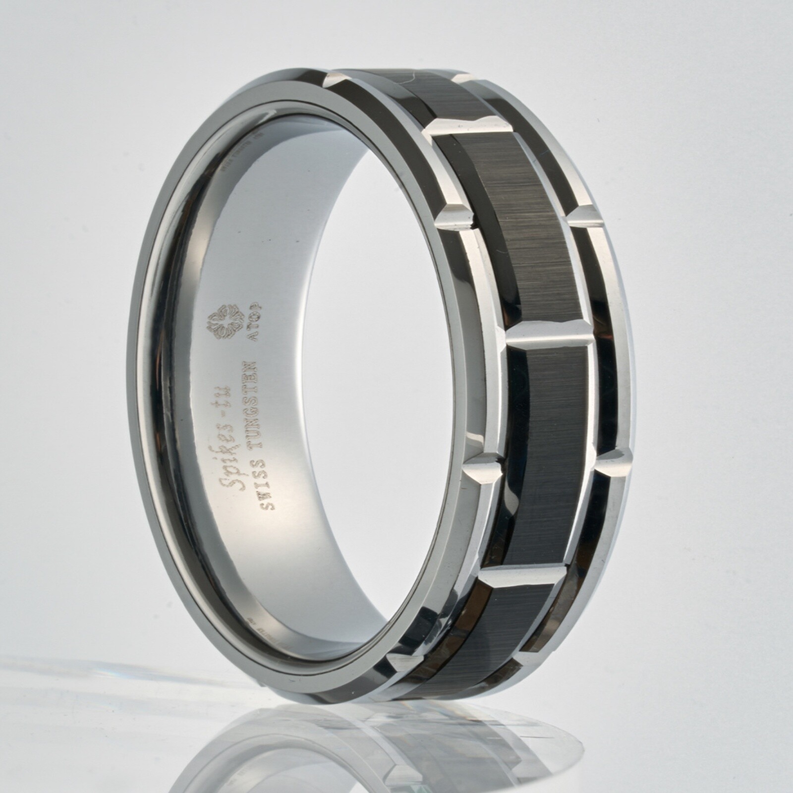 8mm Black/Sliver ATOP Jewelry Brushed Carbide Comfort Fit Mens Wedding Band