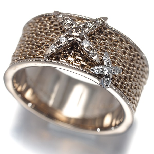 Auth KASHIKEY Ring Diamond 0.18ct/0.03ct Naked US6-6.25 18K BG/Pt 900