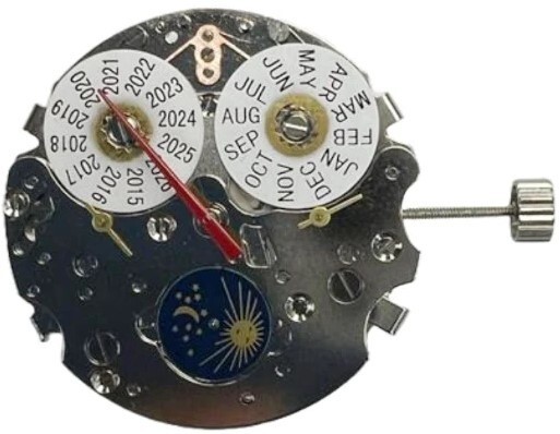 Chinese Watch Movement Automatic Mechanical TY2872 3Hands, 3 EYES, Sun & Moon
