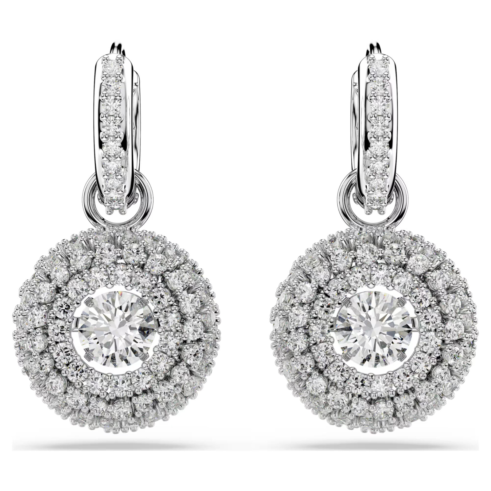 Swarovski Sublima drop earrings Round cut, White, Rhodium plated 5738193