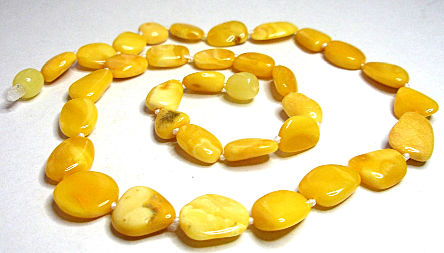 Genuine Baltic Amber Necklace Polished Egg Yolk Butterscotch 45 cm – 17.7 inch