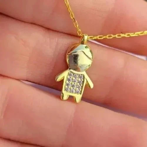 2.00ct Round Cut Lab Created Diamond Boy Children Pendant 14K Yellow Gold Plated