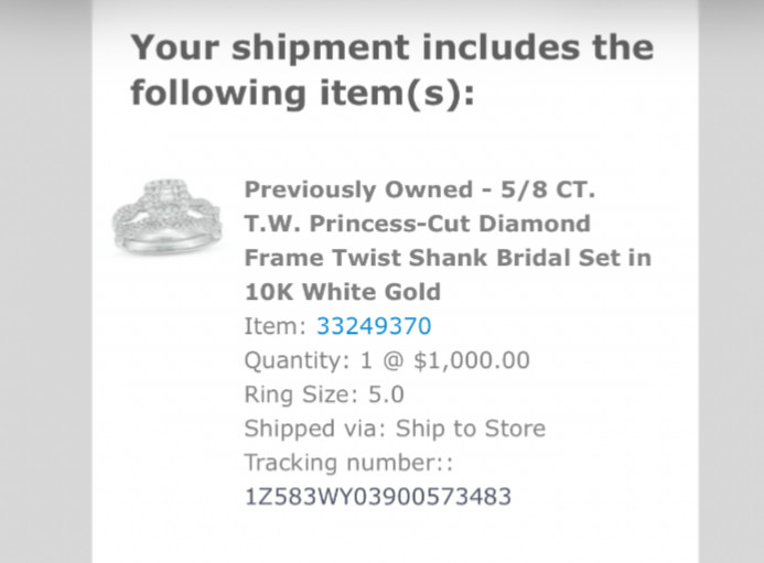 Size 5 Princess Cut Engagement Ring in 10k White Gold