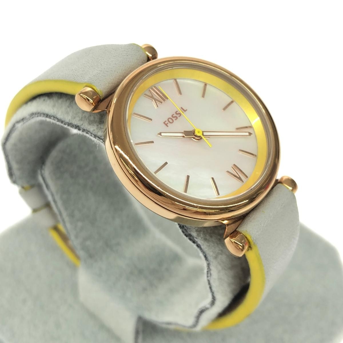 Fossil Watch Quartz SS Leather ES4834 Gold Color Gray Ladies Used
