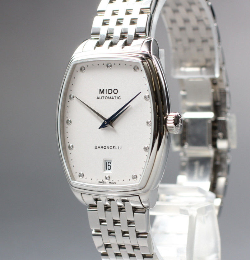 MIDO Baroncelli Tonneau Diamond Dial Auto Full Set Ladies Watch Box Papers