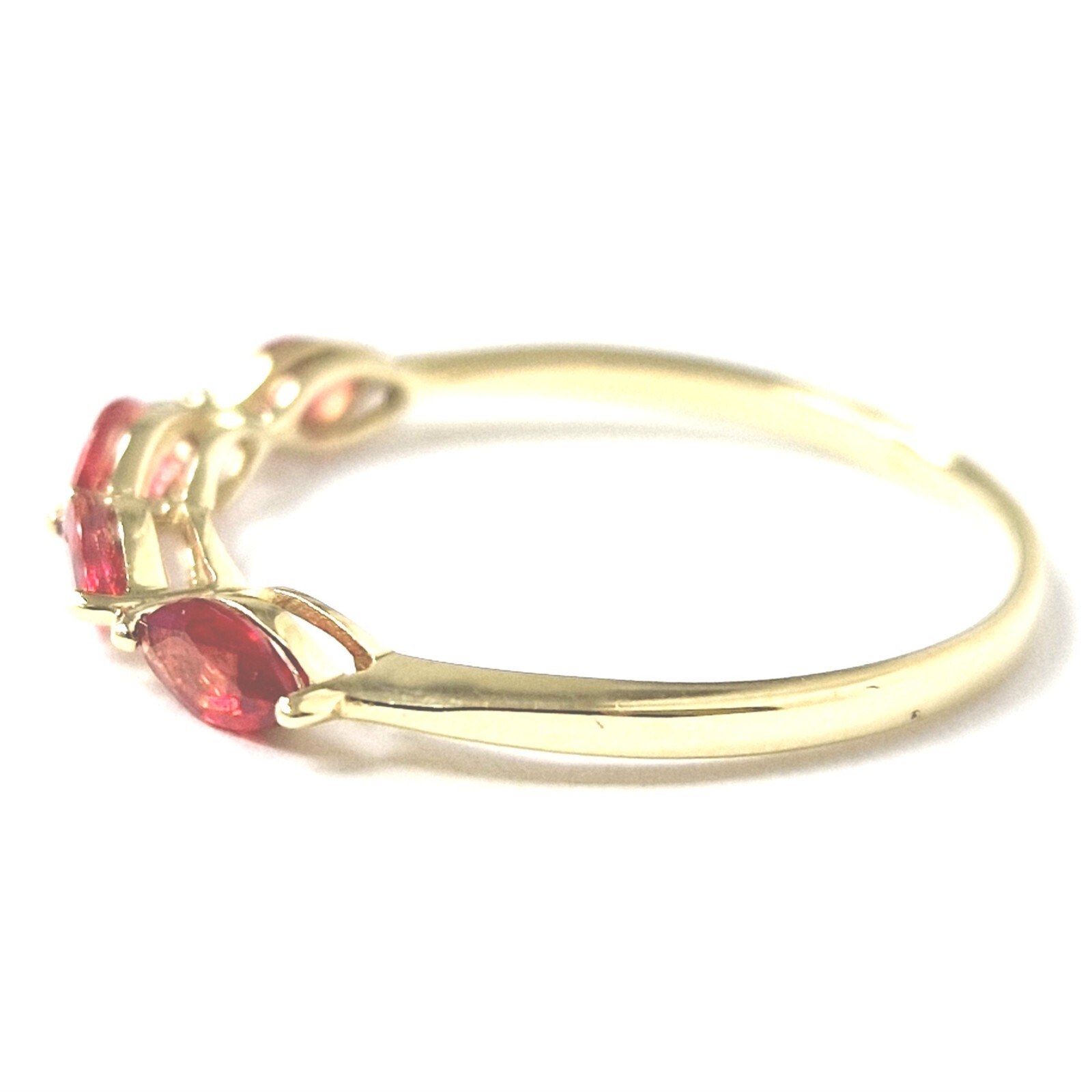 9ct Gold Blood Orange Zirconia Ring Size O Band UK Hallmarked 1.1g