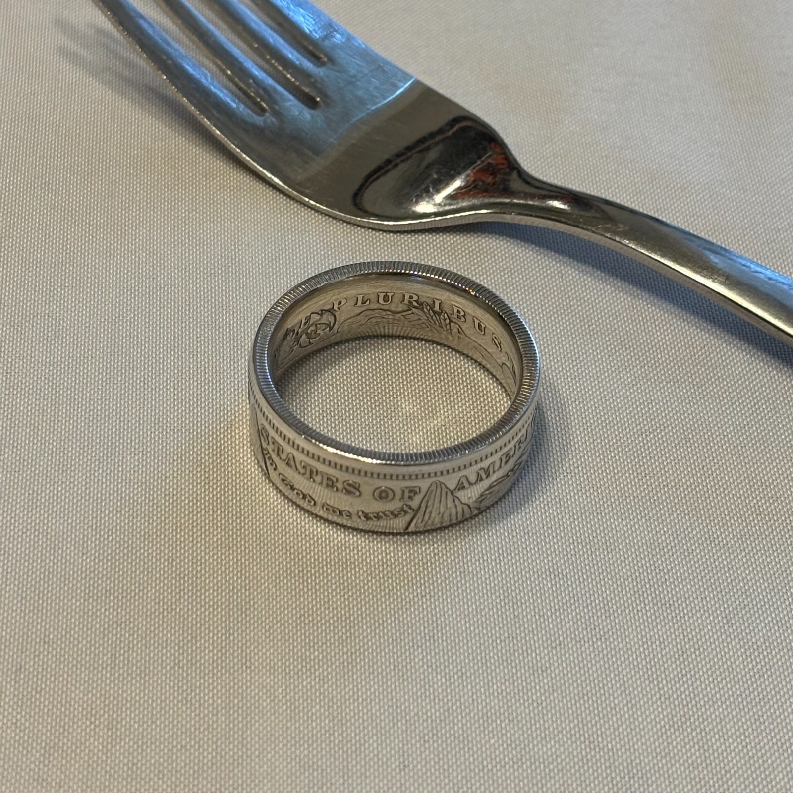 EXCLUSIVE NAPKIN RING made from a 90% SILVER Morgan Dollar COIN USA Handmade