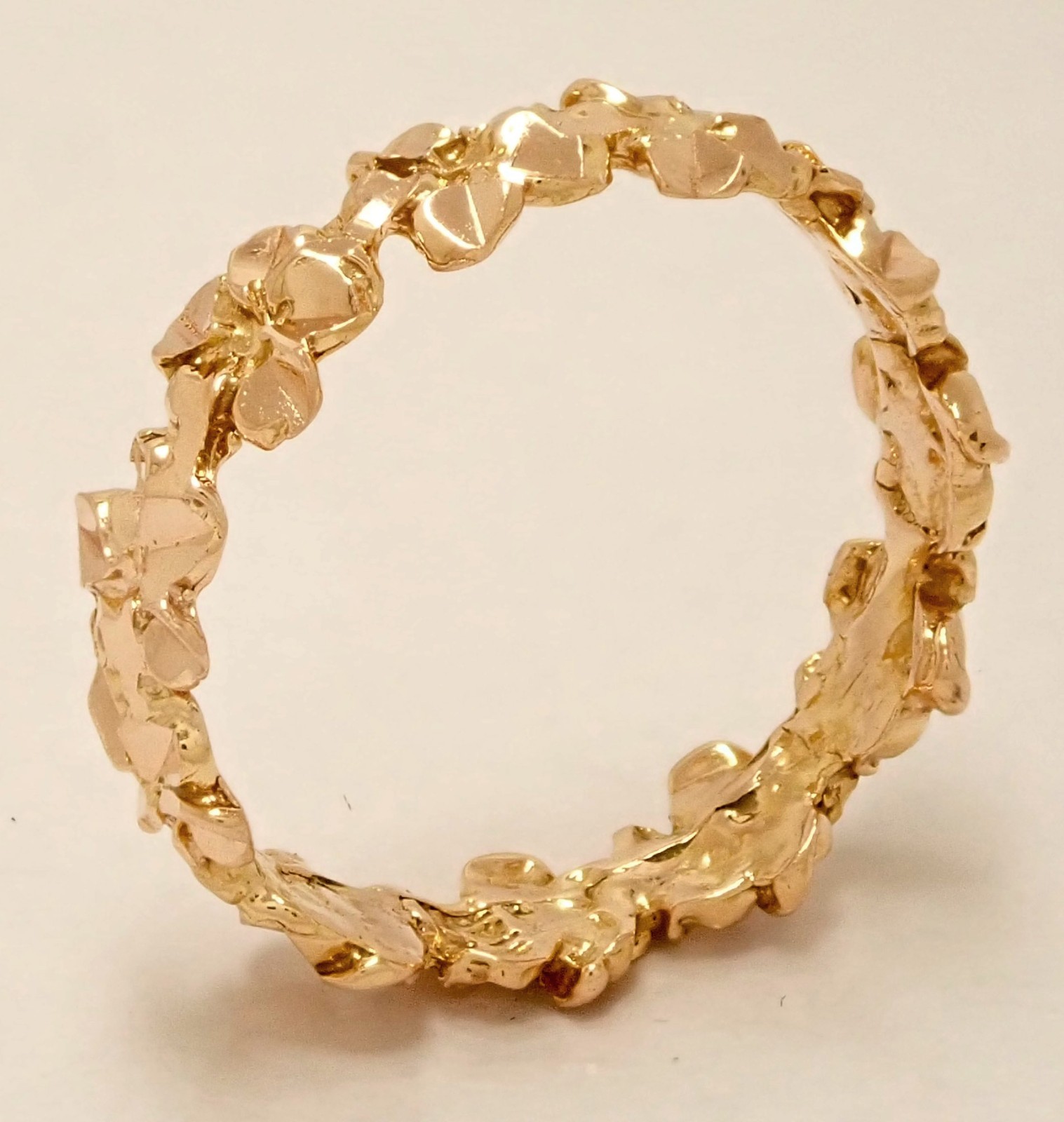 Size 3 Solid 14K Rose Gold Hawaiian Plumeria Lei Flower 4.3mm Ring Handmade 1.3g
