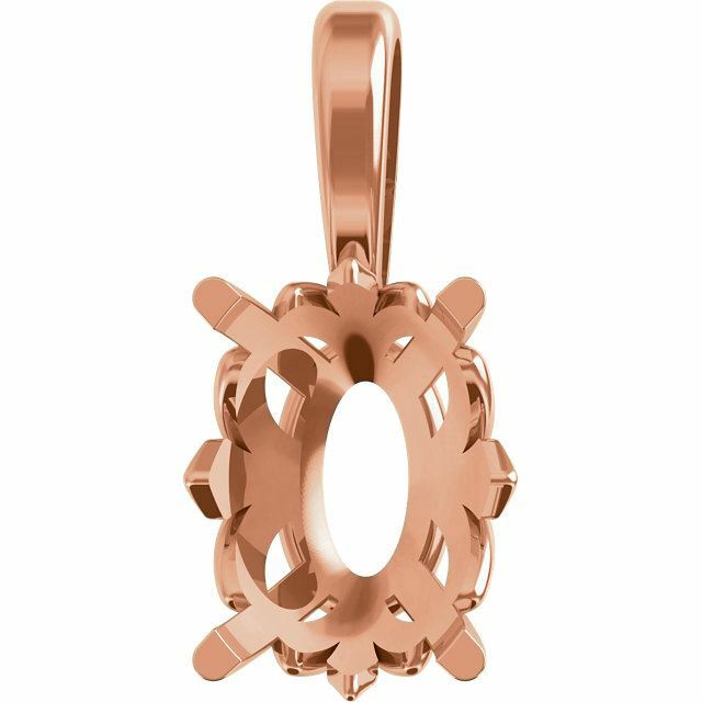 14K Gold Oval 4-Prong Fleur-de-lis Pendant Setting 6x4mm-12x10mm