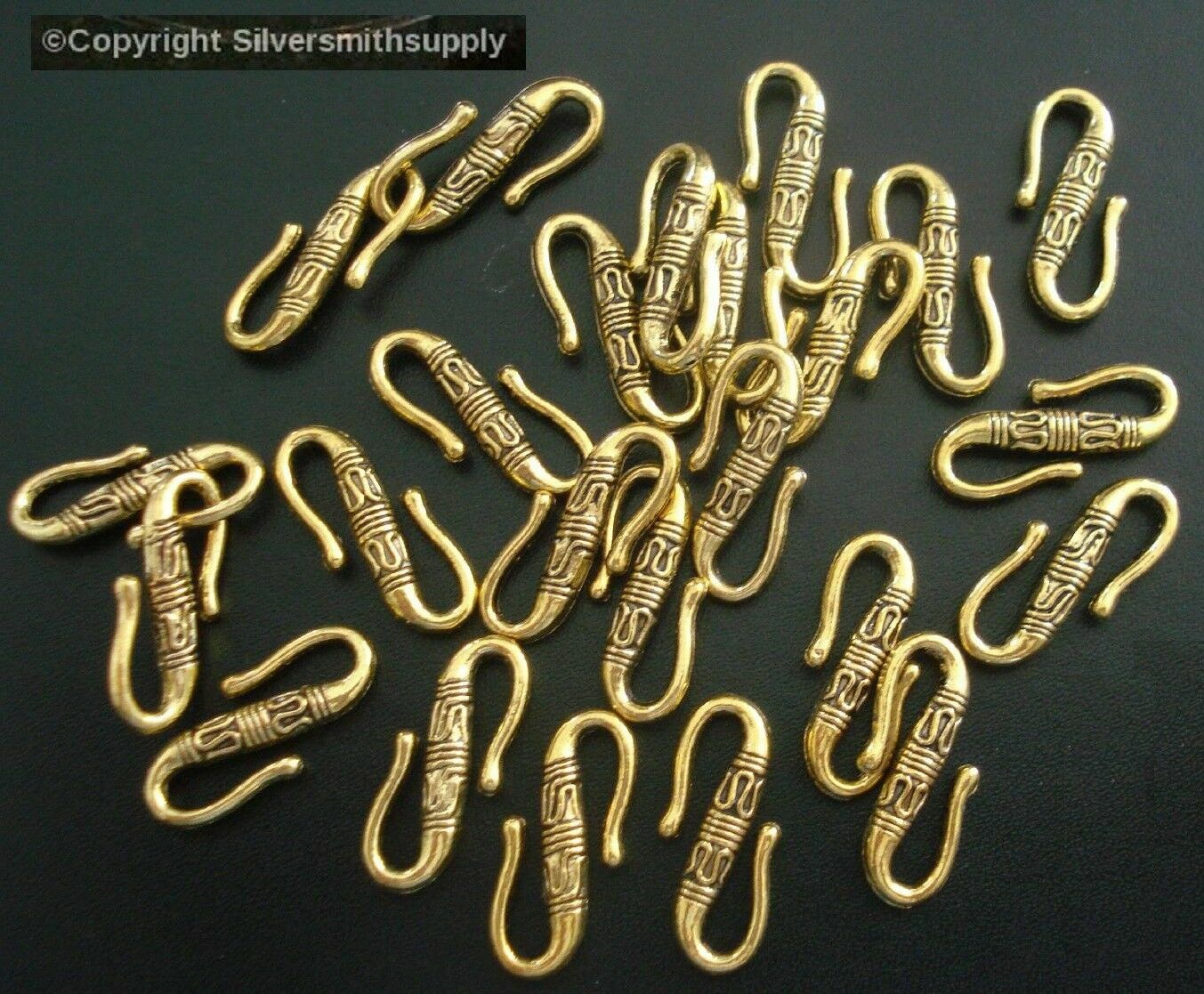 22mm Jewelry clasps 24 S hook clasps ancient design antique gold plated FPC138B
