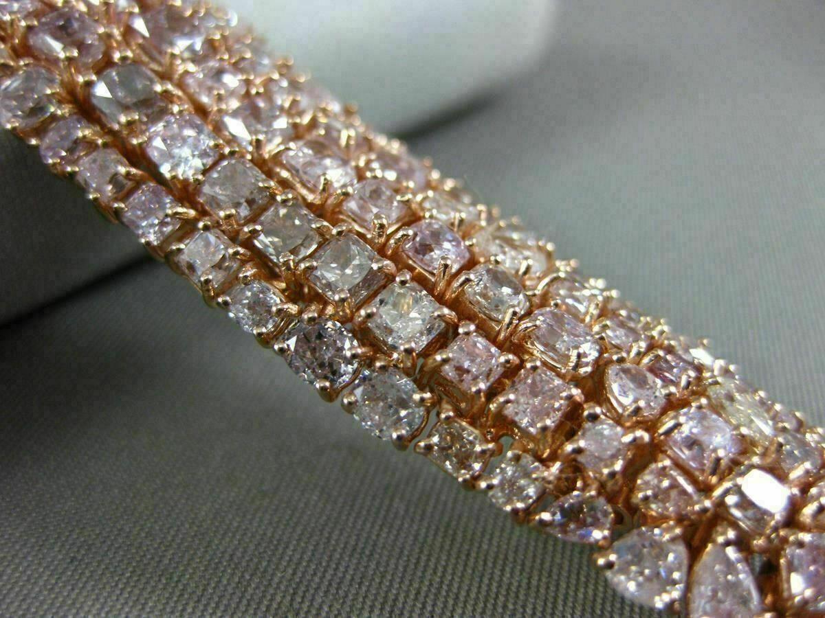 ESTATE LARGE 24.90CT PINK DIAMOND 18KT ROSE GOLD 3D MULTI ROW TENNIS BRACELET
