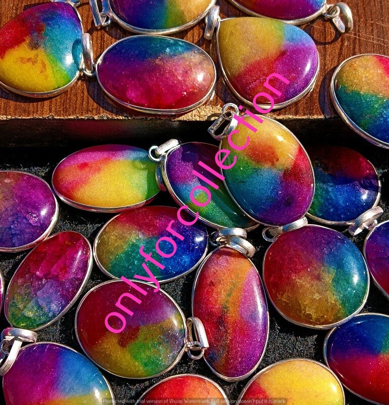 Rainbow Solar Quartz Gemstone 925 Sterling Silver Plated Wholesale Pendants Lot