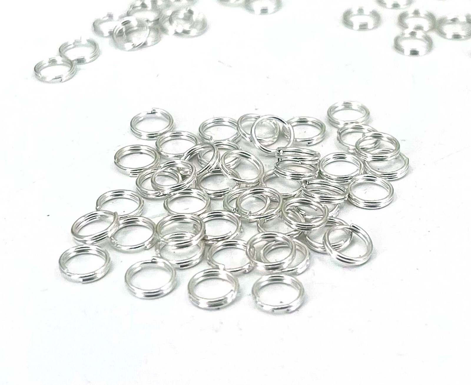 50 Split Rings Silver Pewter 6mm JUMP RINGS Splitring