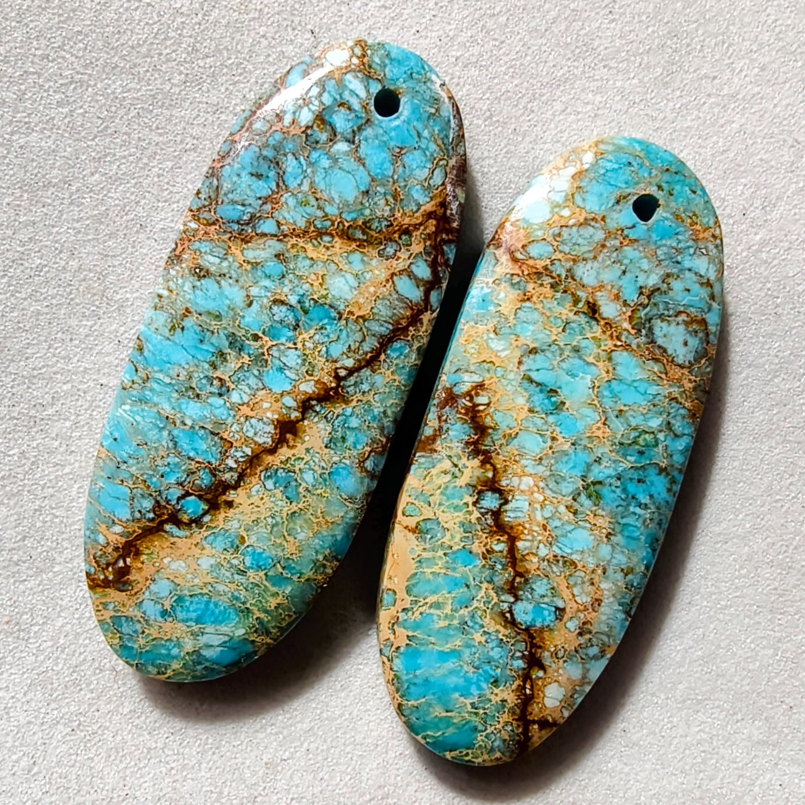 29 Cts Sea Sediment Jasper Drilled Match Pair Cabochon Gemstone 32.1 X 13.2 MM