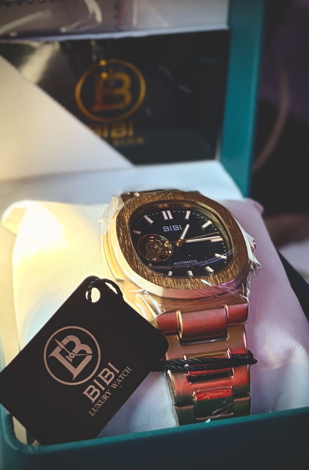 🔥 BIBI Luxury B0140 Automatic Skeleton Watch 🔥 Gold-Tone Stainless Steel Dial