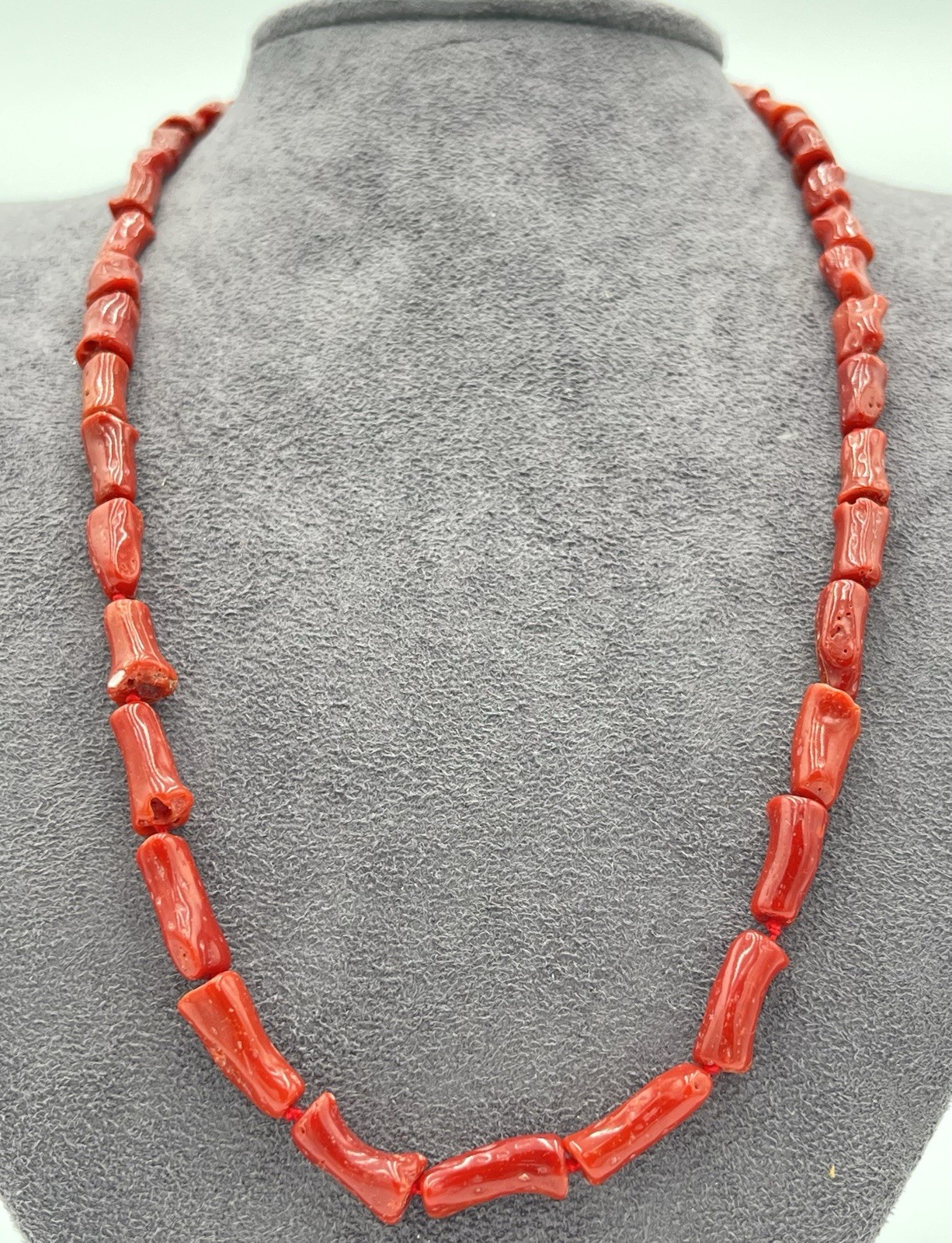 Natural Mediterranean Red Coral Necklace 65cm 39.7g Cannettoni Made In Italy