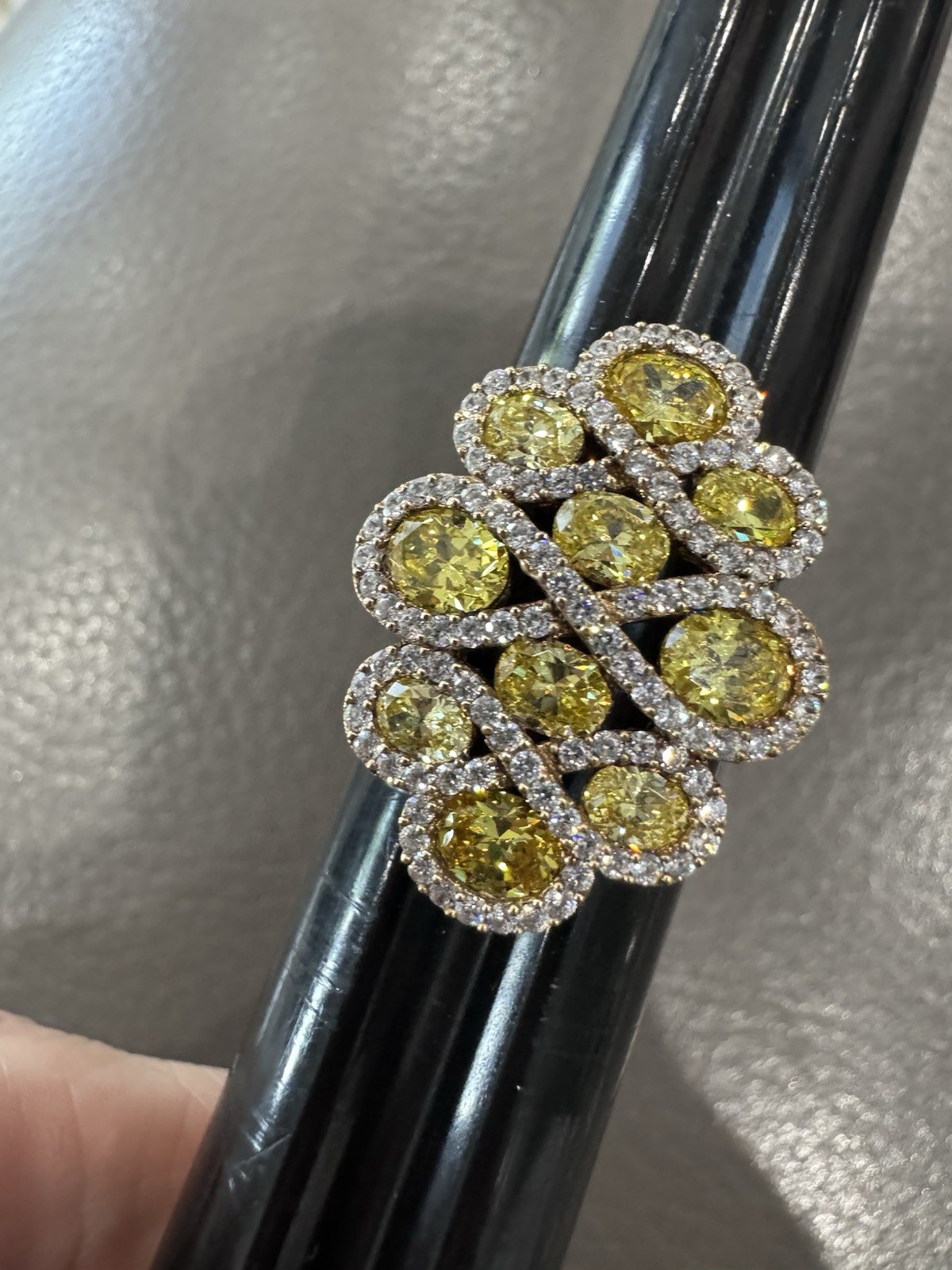 925 Sterling Silver Gold Plated Real Tourmaline Gem Ring Size 7