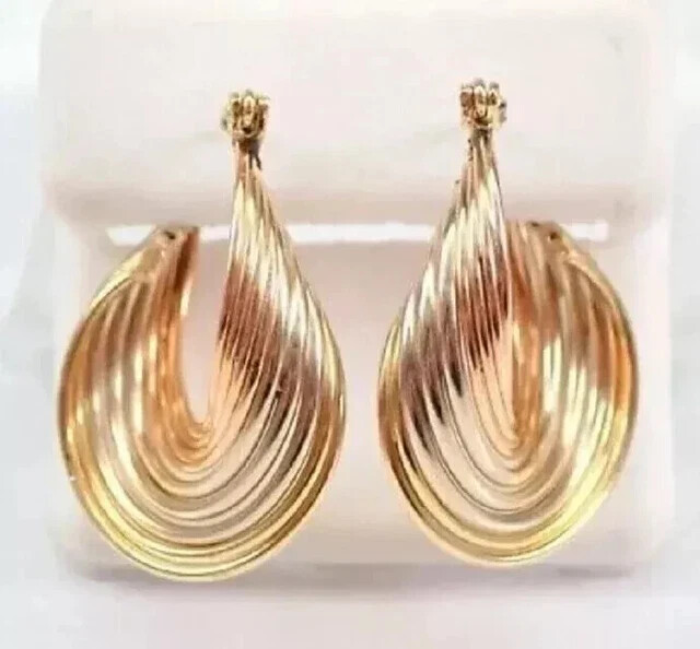 Twisted Estate Hoop Earrings Tri Color Twisted Hoops For Women’s Vintage Estate
