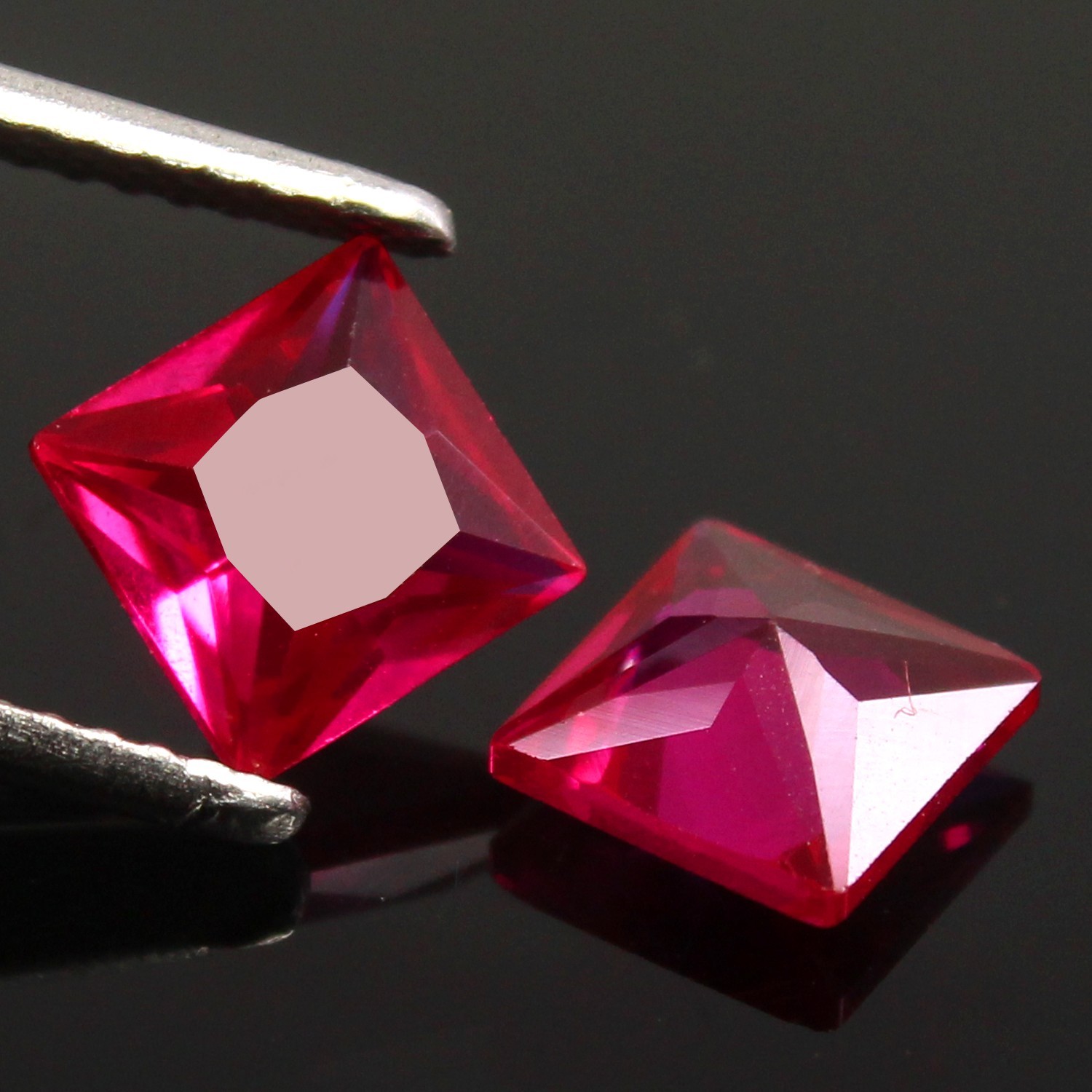 Natural Certified MOGOK Pigeon Blood Red Ruby 11.00 MM Princess Pair Gemstones