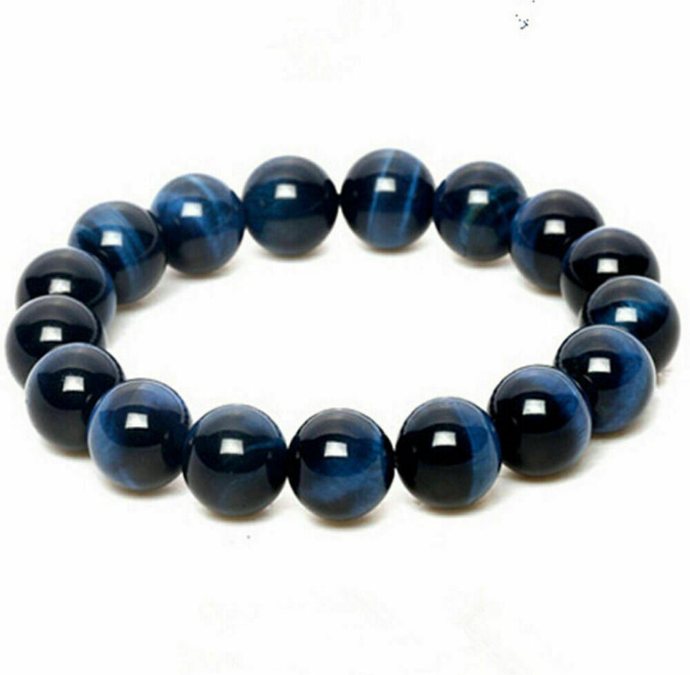 100% Natural AAA+ Gemstone Tigers Eye Stone Beads Woman Man Bracelet 7.5 Inch
