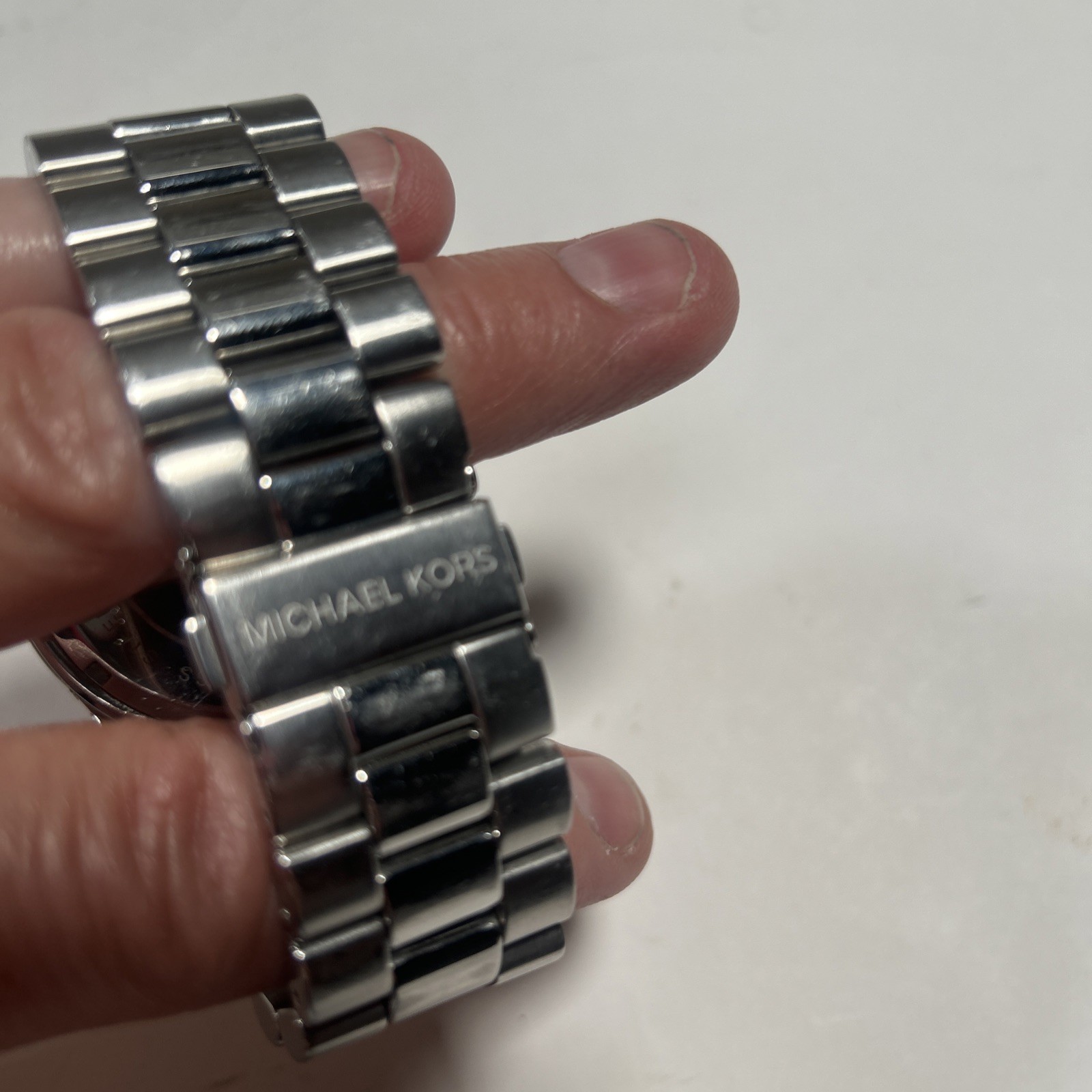 Michael Kors Silver Oversize Runway Watch MK8086 All Stainless Steel