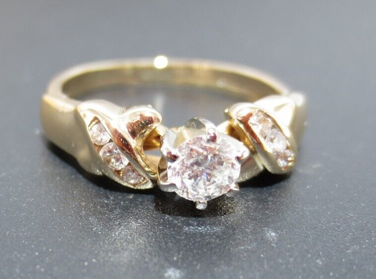 14K YG ROUND DIAMOND ENGAGEMENT RING 0.35 tcw SZ 7.25 4.40 grams (G131432 JAO)