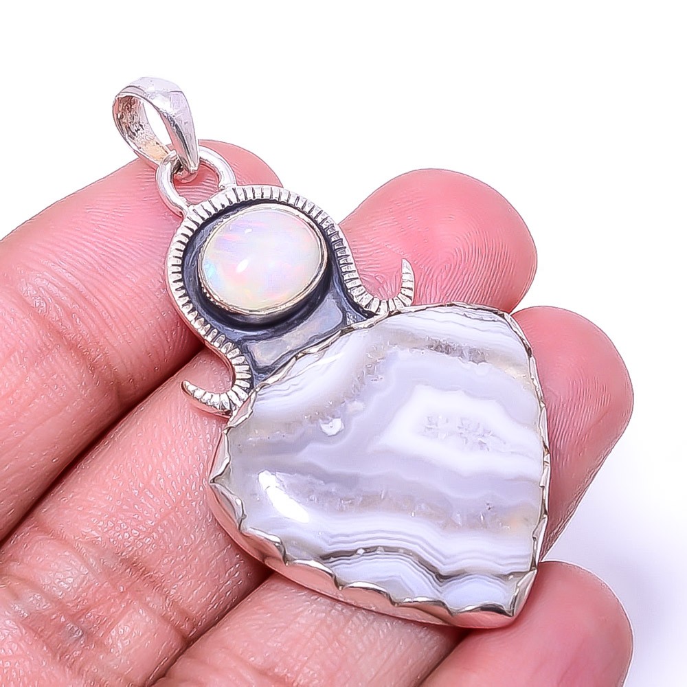 Botswana Agate – Botswana 925 Sterling Silver Pendant 1.95″ P_9473_251_36