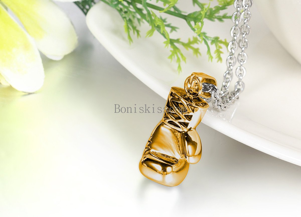 Rocky 3D Boxing Glove Charm Stainless Steel Men’s Pendant Necklace 22inch Chain