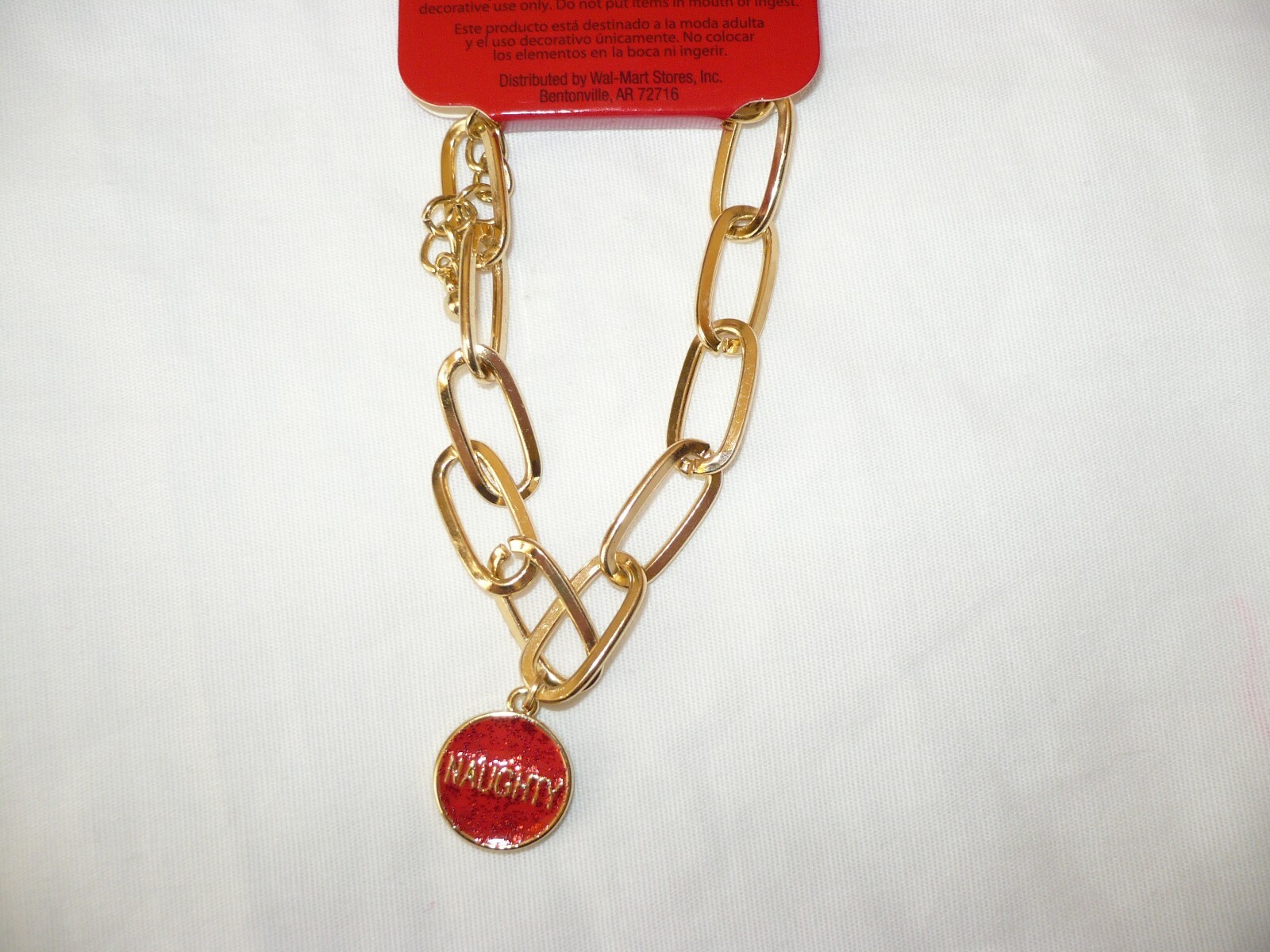 Holiday Time Women’s Fashion Jewelry Gold Tone Naughty Nice Link Bracelet NEW