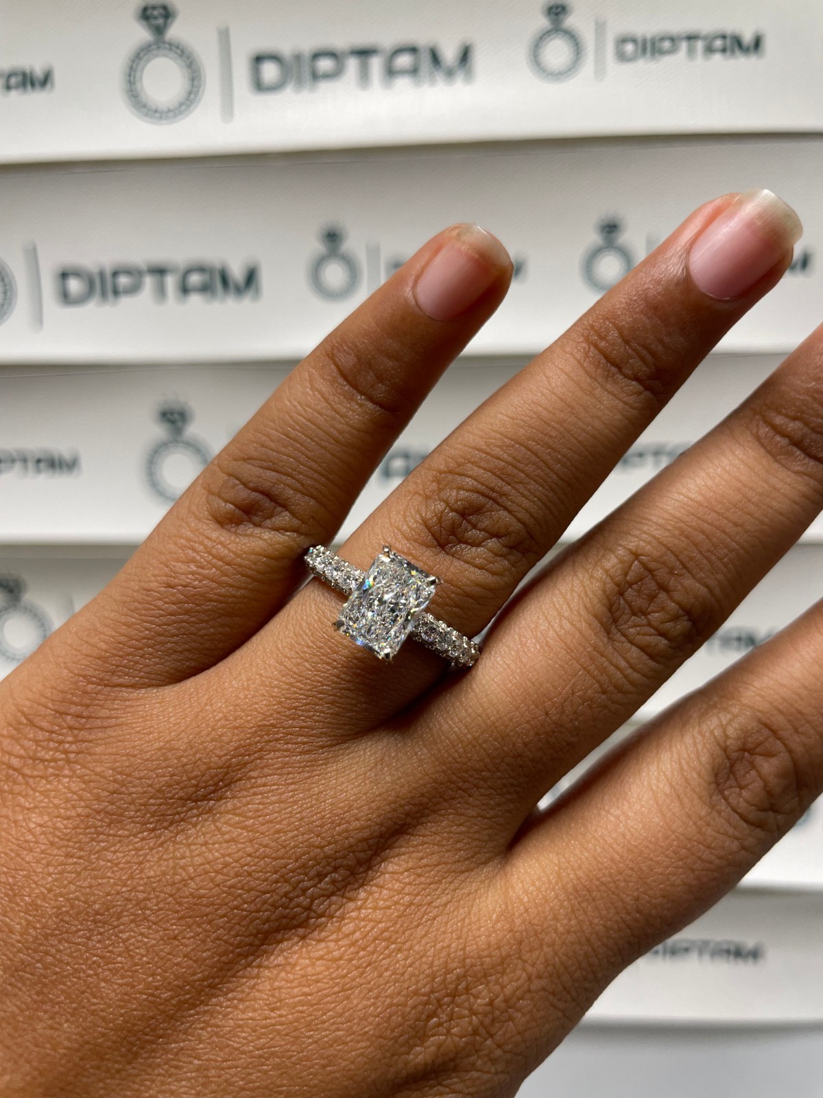 IGI Certified 2.96CT Radiant Lab Grown Diamond Engagement Ring 14k White Gold