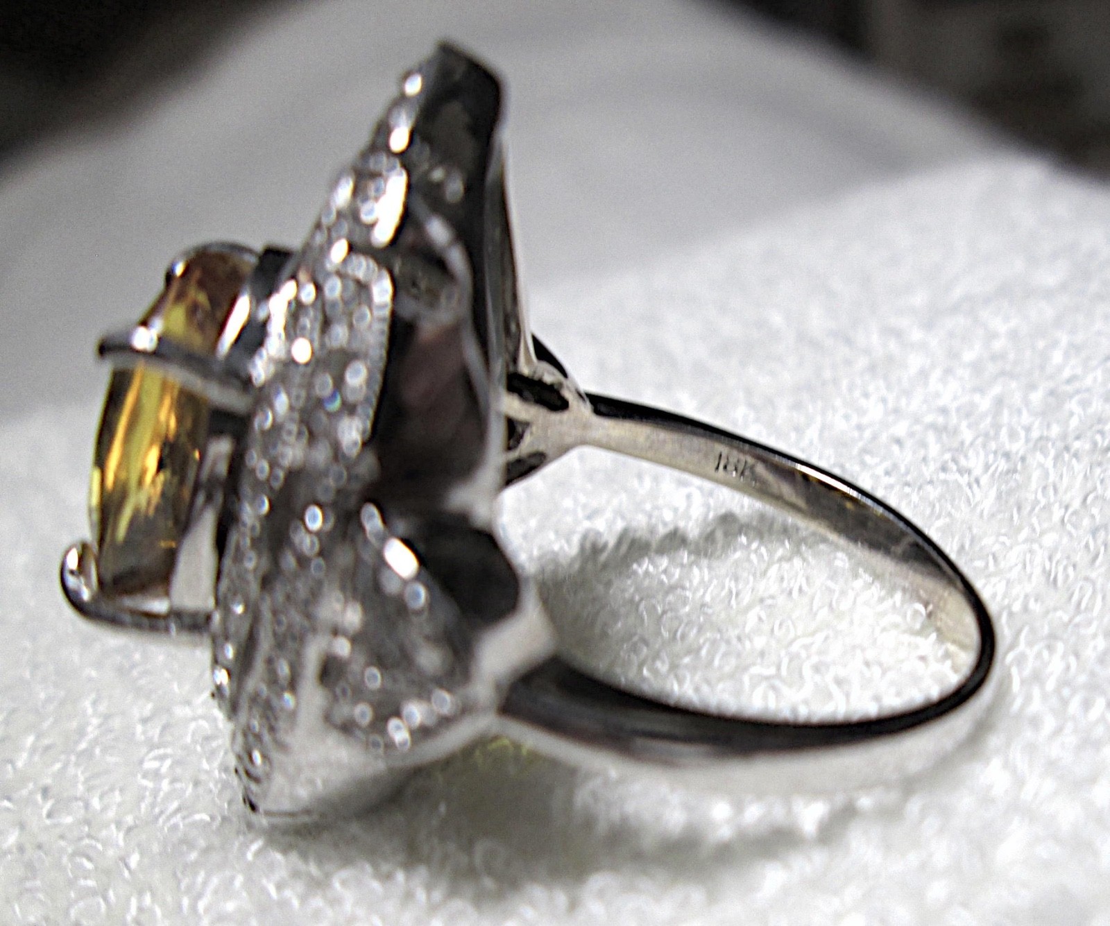 GORGEOUS 18K WG NATURAL SAPPHIRE DIAMOND RING SEPT BIRTHSTONE