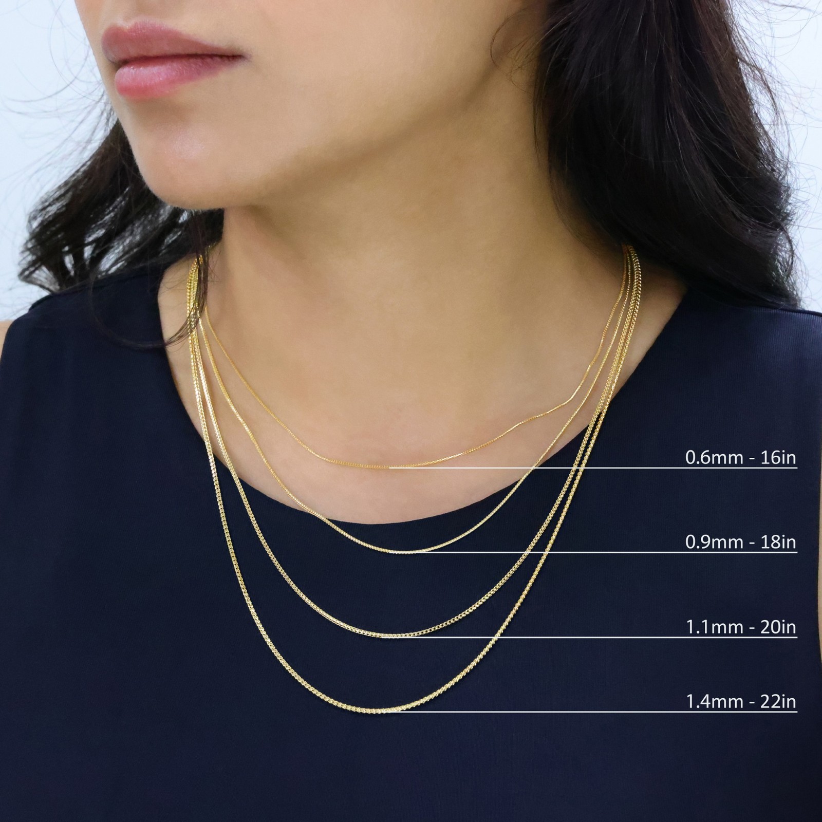 14K Yellow Gold Solid Franco 0.6mm-6mm Diamond Cut Spiga Chain Necklace 16″- 30″