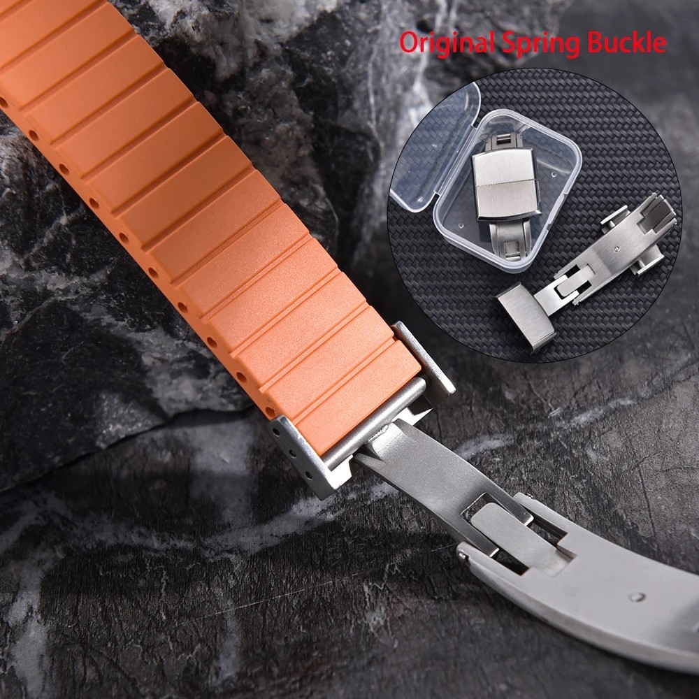 FKM Fluoro Rubber Watch Strap Quick Release Cut to Size Buckle Band Soft 18-22mm