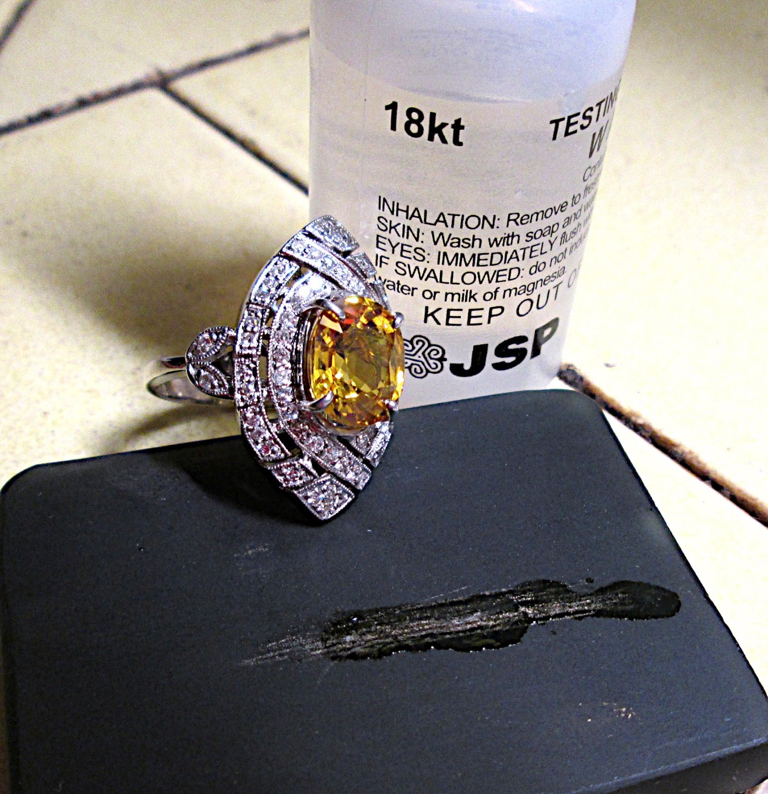 GORGEOUS 18K WG NATURAL SAPPHIRE DIAMOND RING SEPT BIRTHSTONE