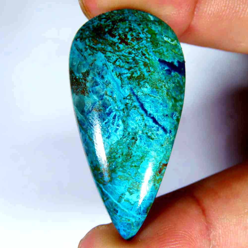39.20Cts. 100%Natural Top Class Green Blue Chrysocolla Pear 20x40x6mm Cab Gems