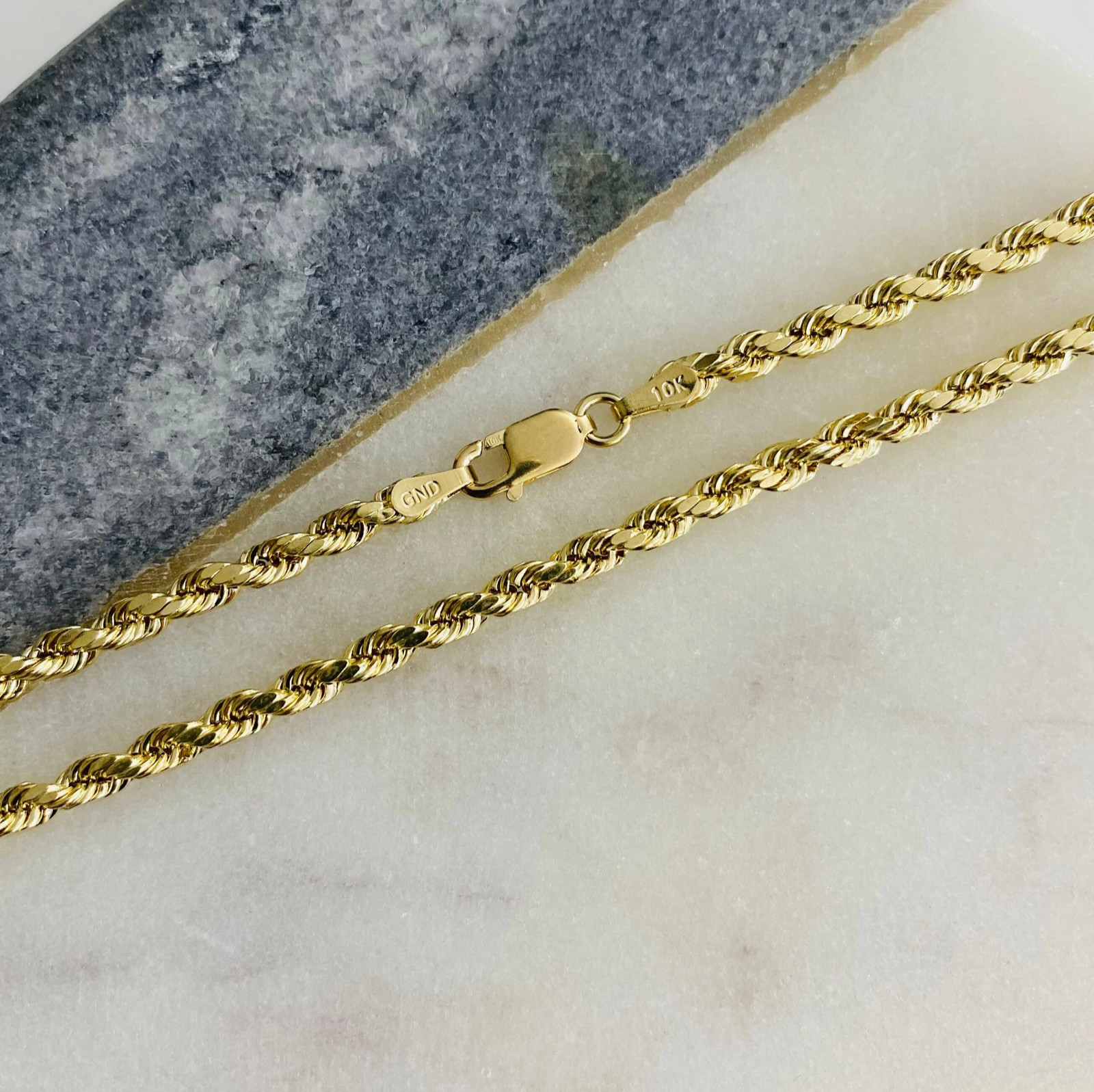 10K Real Gold Diamond Cut 2.8mm Rope 9″ Anklet Bracelet, 10k Gold Anklet – GA25
