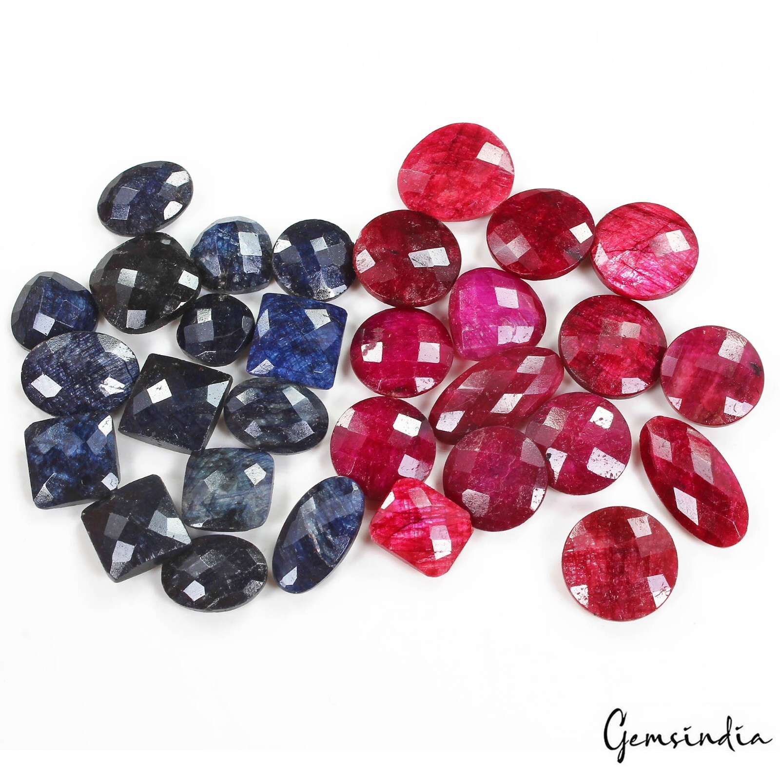 Certified 280 Cts Natural Ruby Sapphire Mix Checker Cut Loose Jewelry Gems Lot