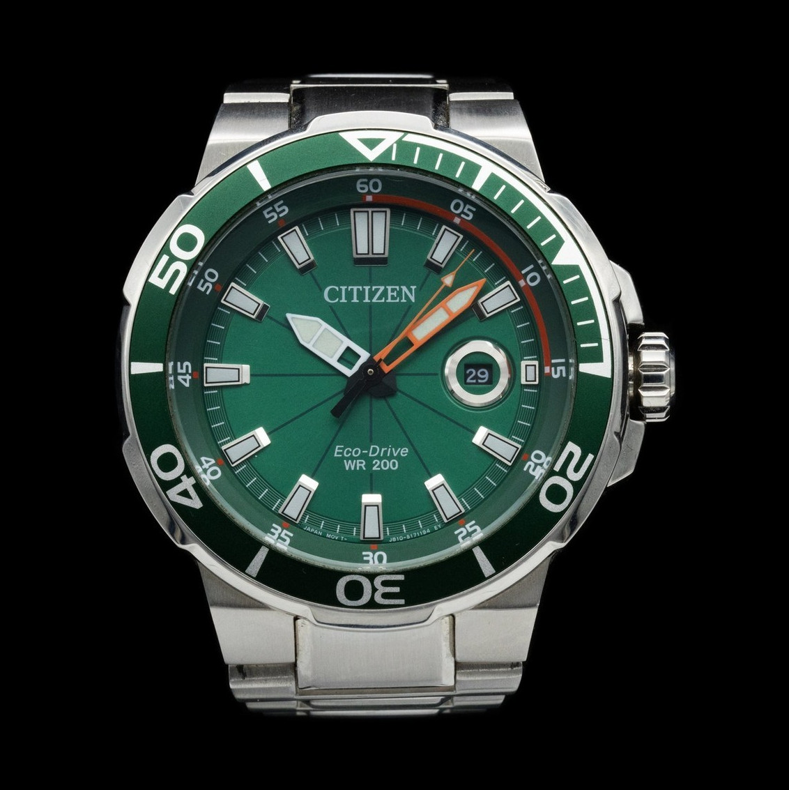 Citizen Eco-Drive Diver 200m Green Dial/Bezel 44mm SS Men’s Watch