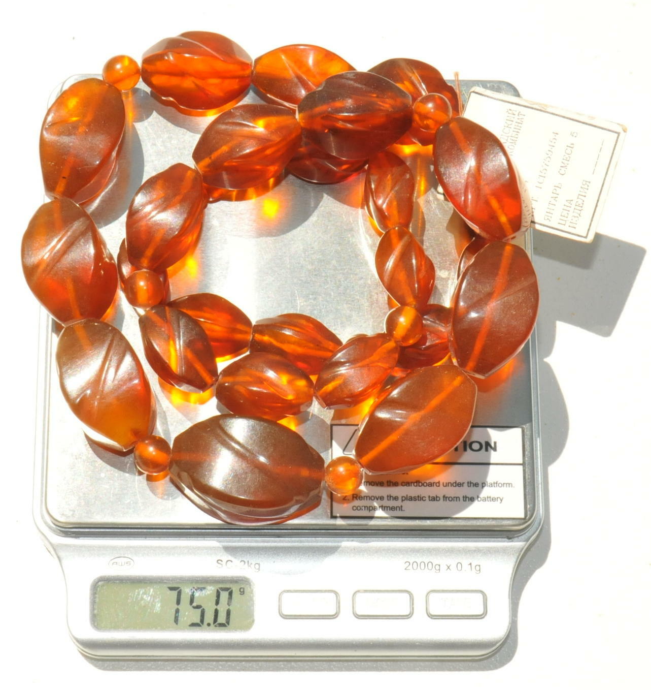 ✅51 cm =75gr RUSSIAN SOVIET BALTIC AMBER BEAD NECKLACE 琥珀 BRACELET STONE PENDANT