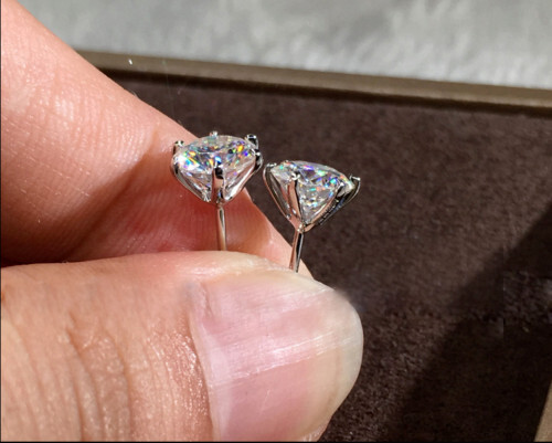 Lab-Created 2Ct Round Moissanite Solitaire Stud Earrings 14K White Gold Plated