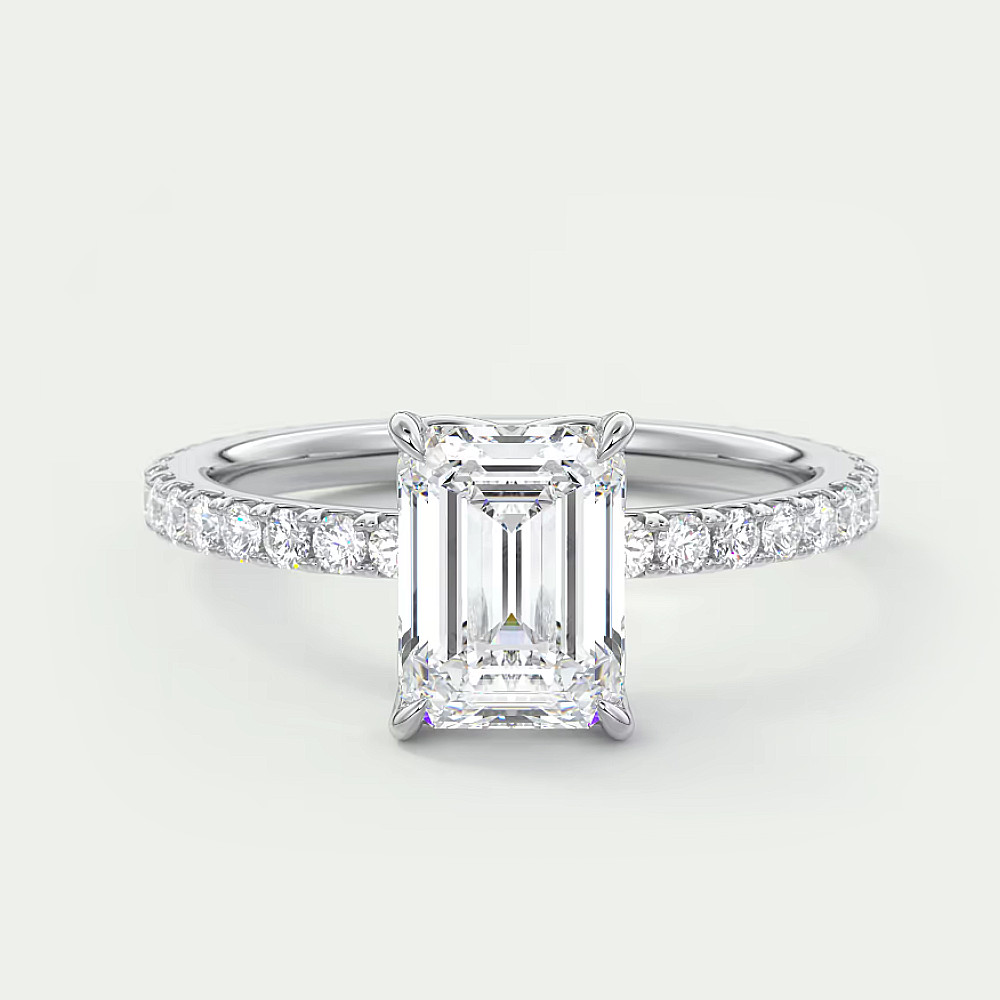 950 Platinum Wedding Ring IGI Lab Grown 2.50 Ct Emerald Cut Diamond Size 6 7 7.5