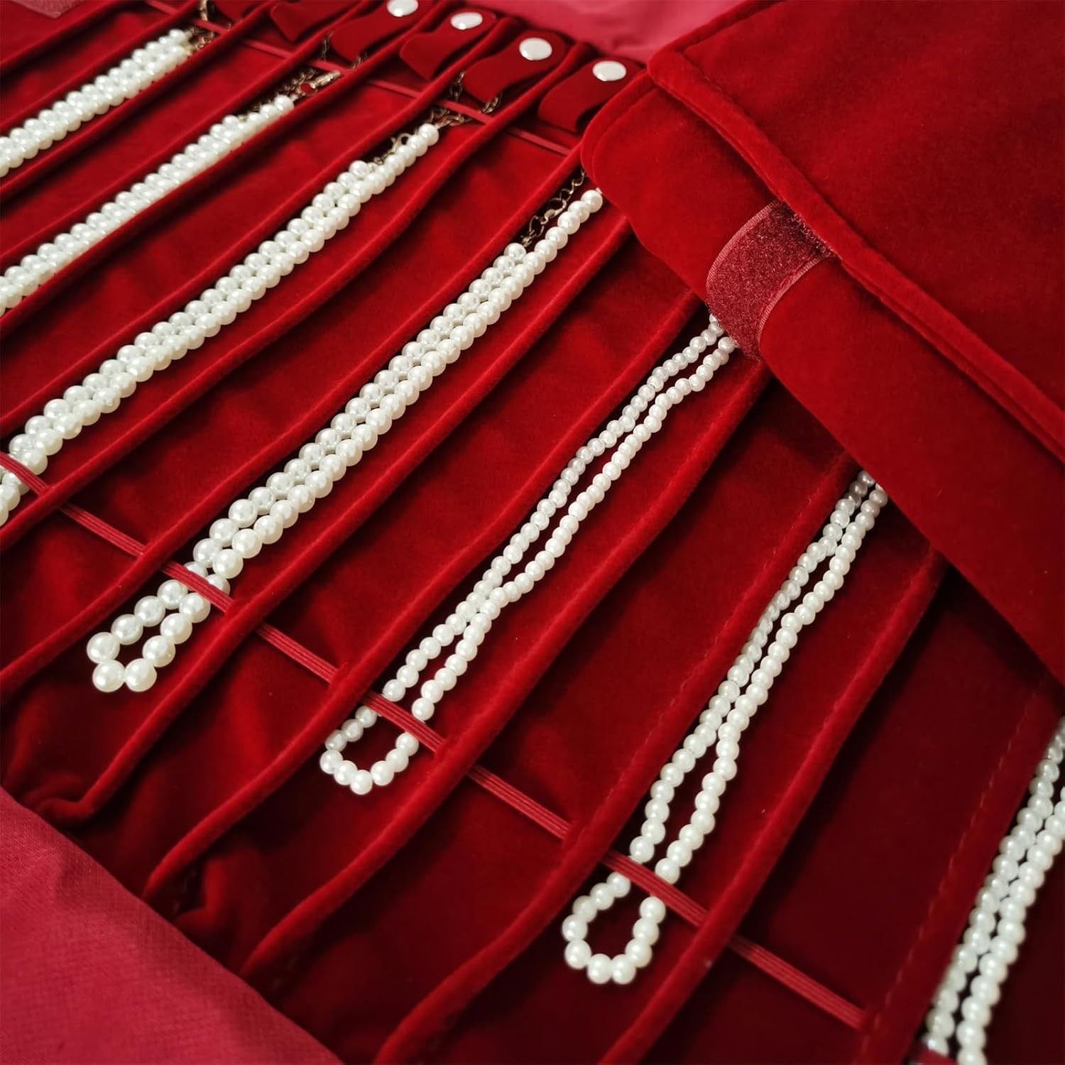 Portable Jewelry Roll Untangled Secure Necklace Travel Storage Bag Displays H…